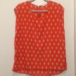 ✨Paper Kite for Anthropologie✨ Orange Print Top L